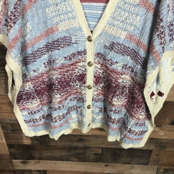 Lucky brand intarsia button up‎ poncho - Picture 2 of 10